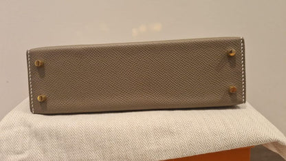 Hermes Kelly 20 Mini Sellier Bag Etoupe Limited Edition Epsom Gold Hardware