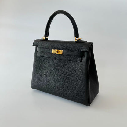 Hermès Kelly 25 Black Togo Leather Bag