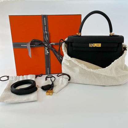 Hermès Kelly 25 Black Togo Leather Bag
