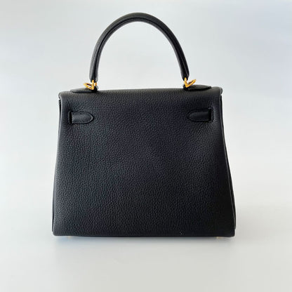 Hermès Kelly 25 Black Togo Leather Bag