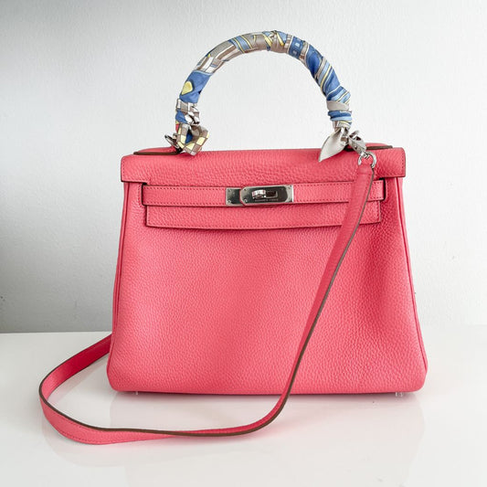 Hermes Rose Lipstick Togo Leather Kelly Retourne 28 Bag
