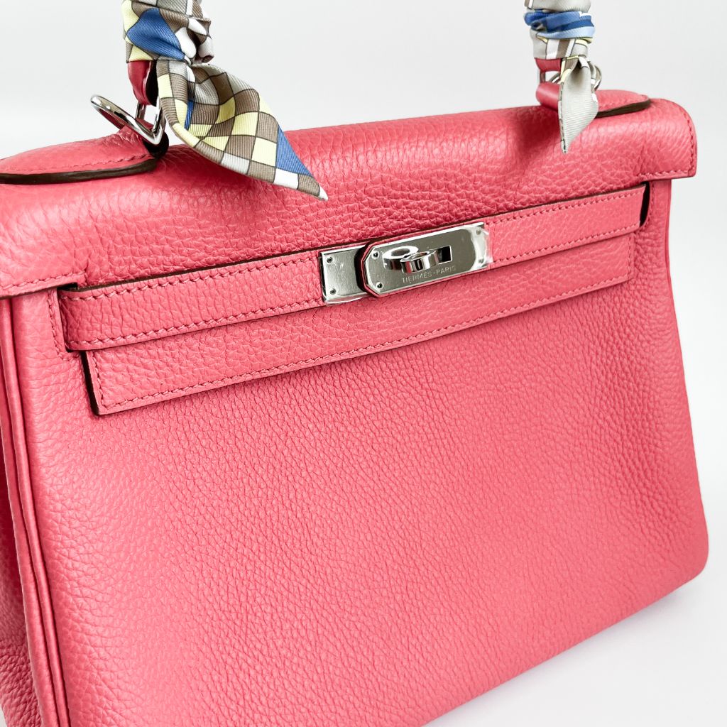 Hermes Rose Lipstick Togo Leather Kelly Retourne 28 Bag