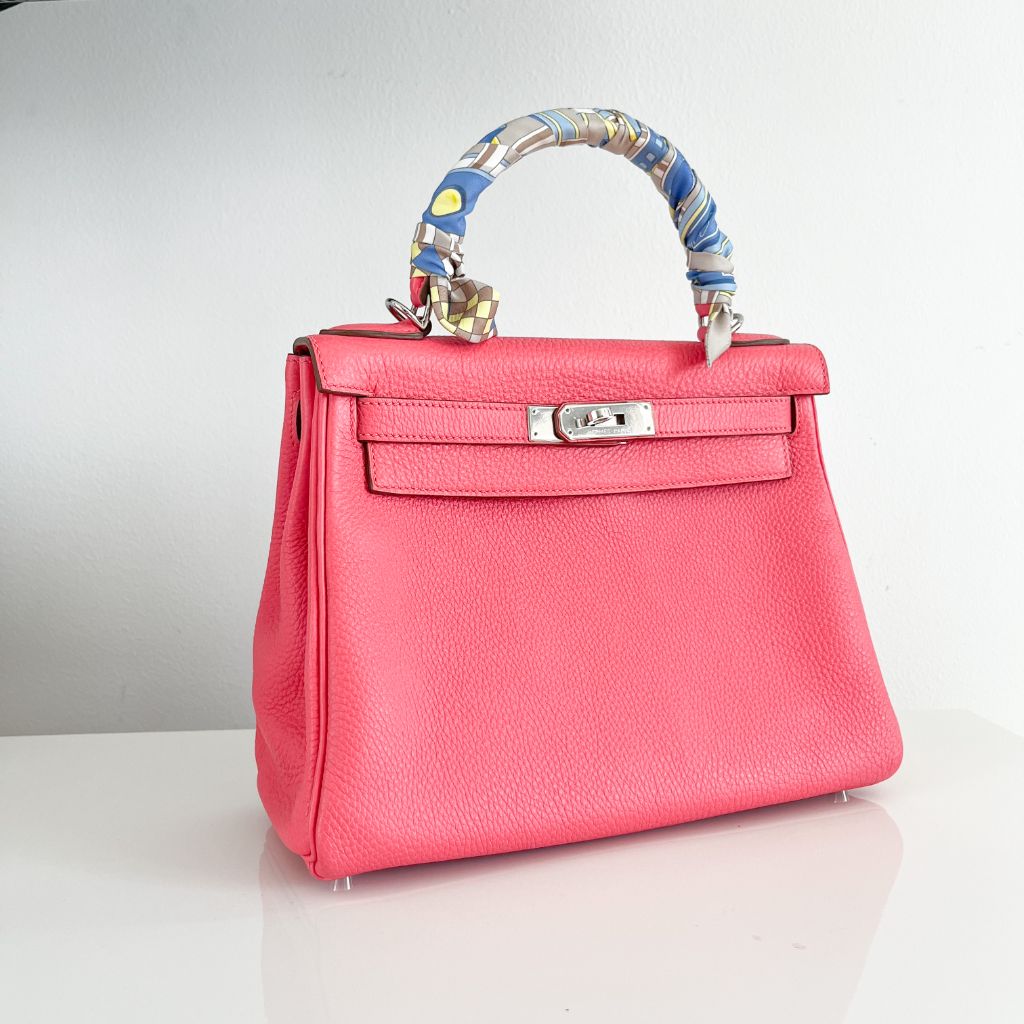 Hermes Rose Lipstick Togo Leather Kelly Retourne 28 Bag
