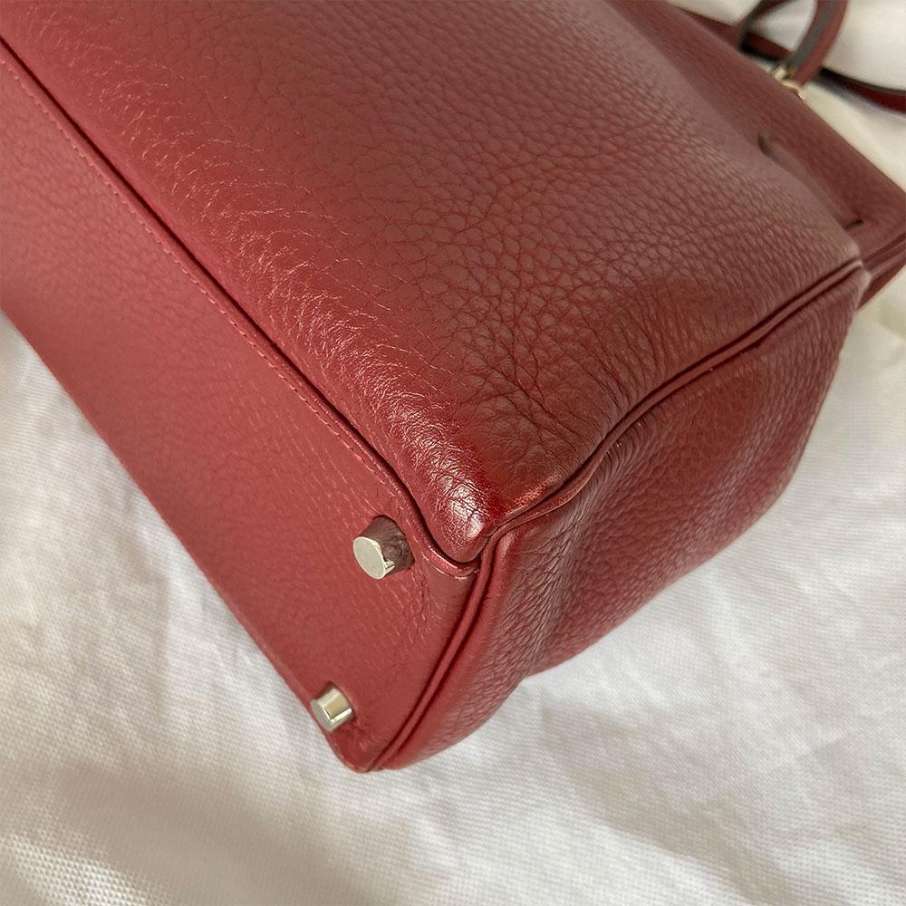 Hermes Rouge Fjord Leather Palladium Hardware Kelly 35 Bag