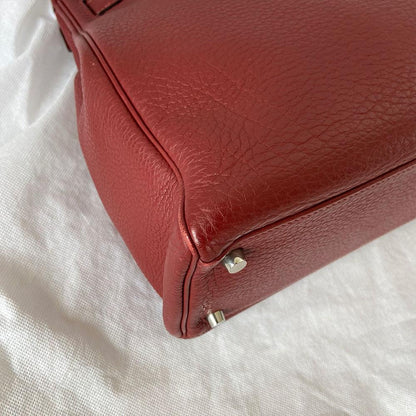 Hermes Rouge Fjord Leather Palladium Hardware Kelly 35 Bag