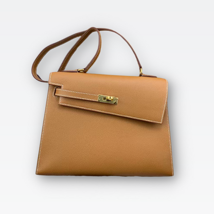 H KELLY SELLIER EN DESORDRE EPSOM GOLD-TONED HARDWARE BROWN 25CM