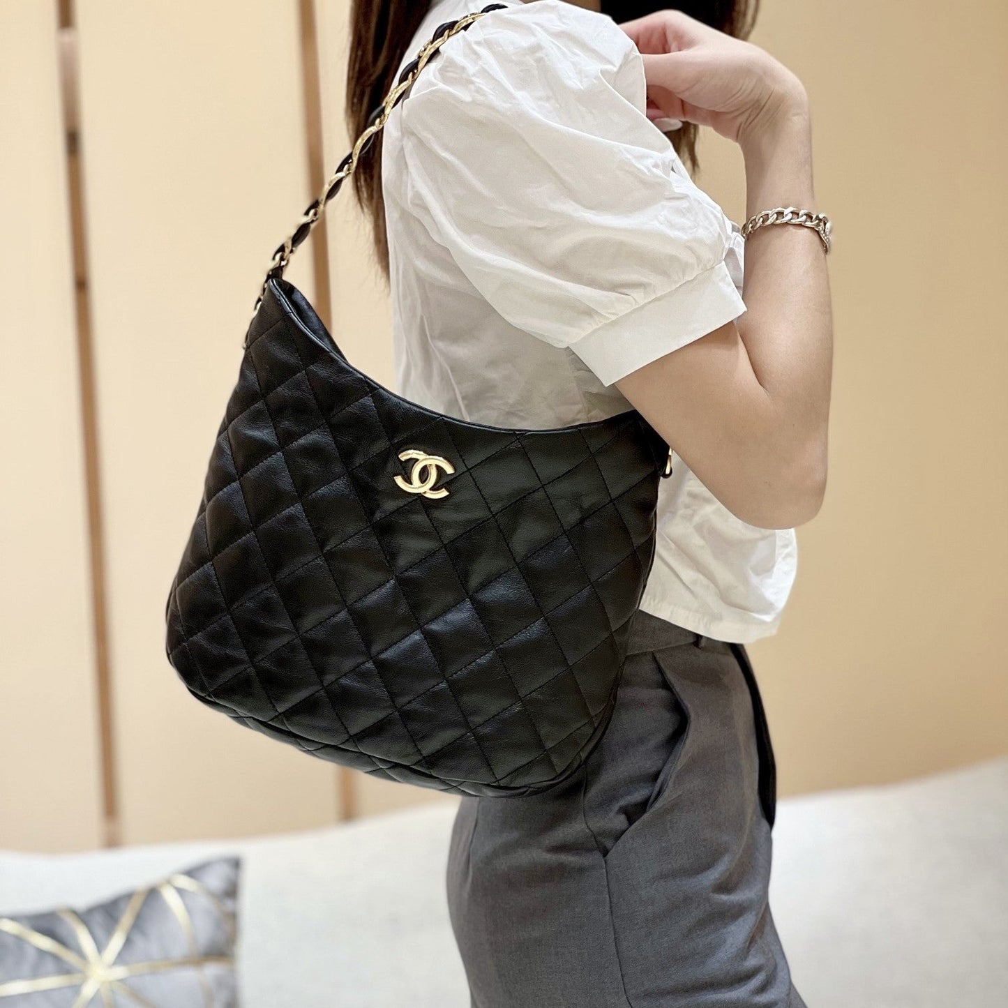 C hanel 22k hobo hippie bag