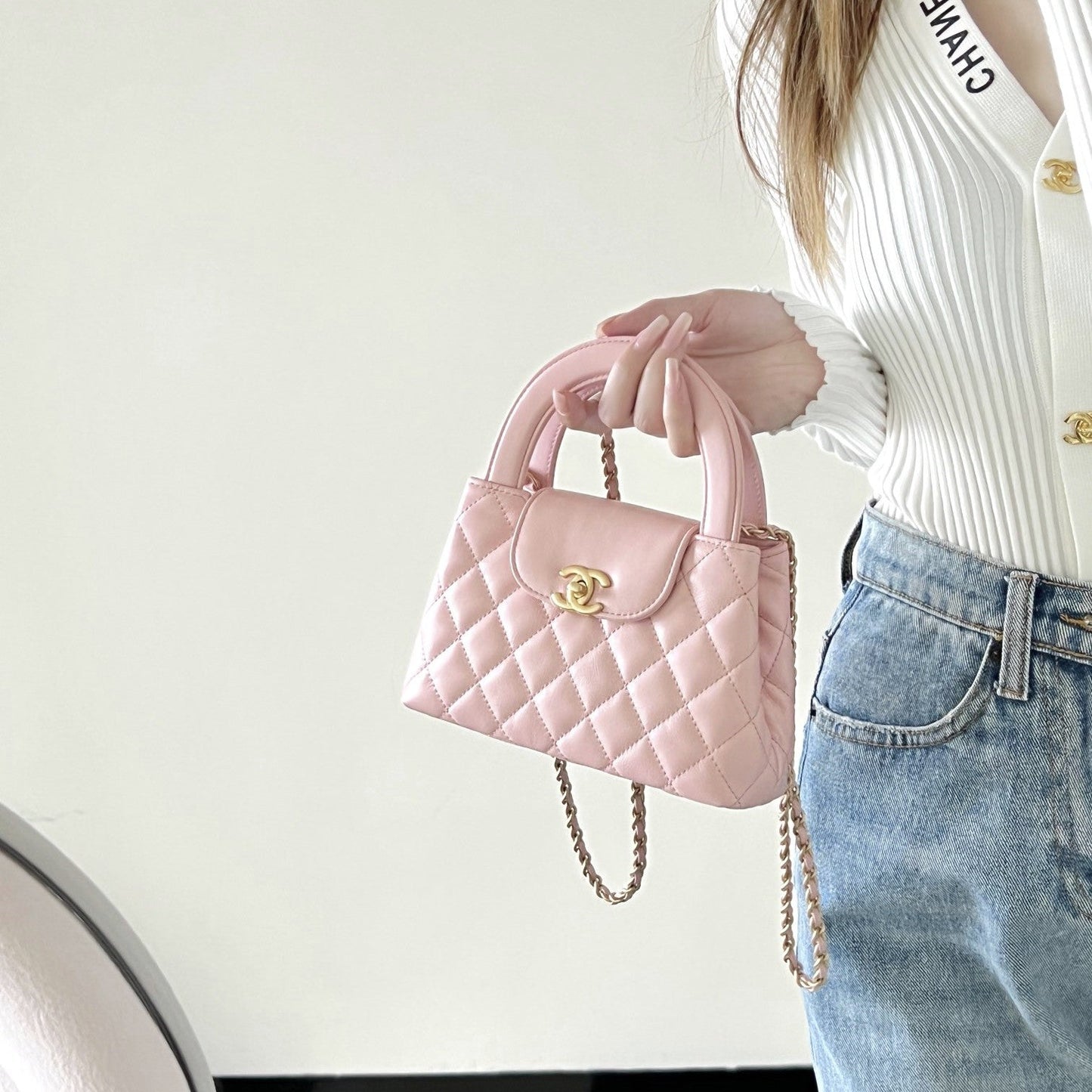 C hanel 24P 𝗞𝗲𝗹𝗹𝘆 Chain clutch bag(Pink)