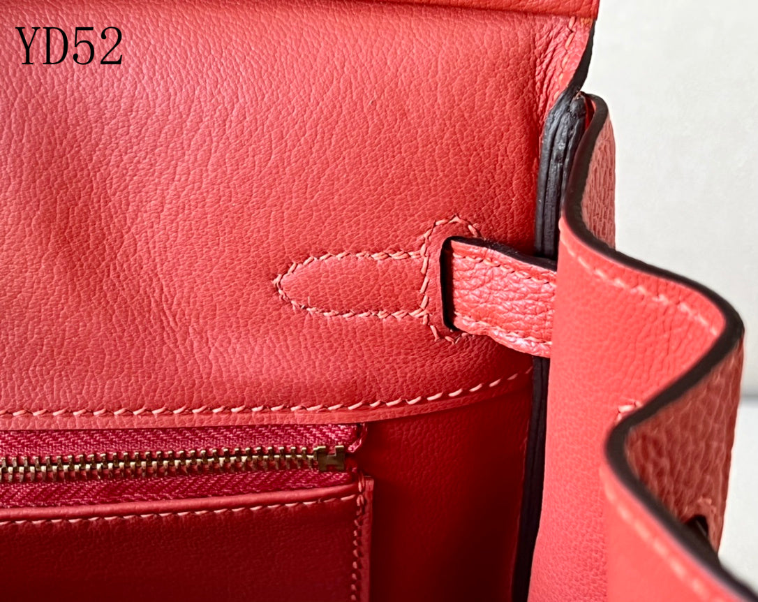 H BIRKIN TOGO 25 RED GOLD HARDWARE 25CM