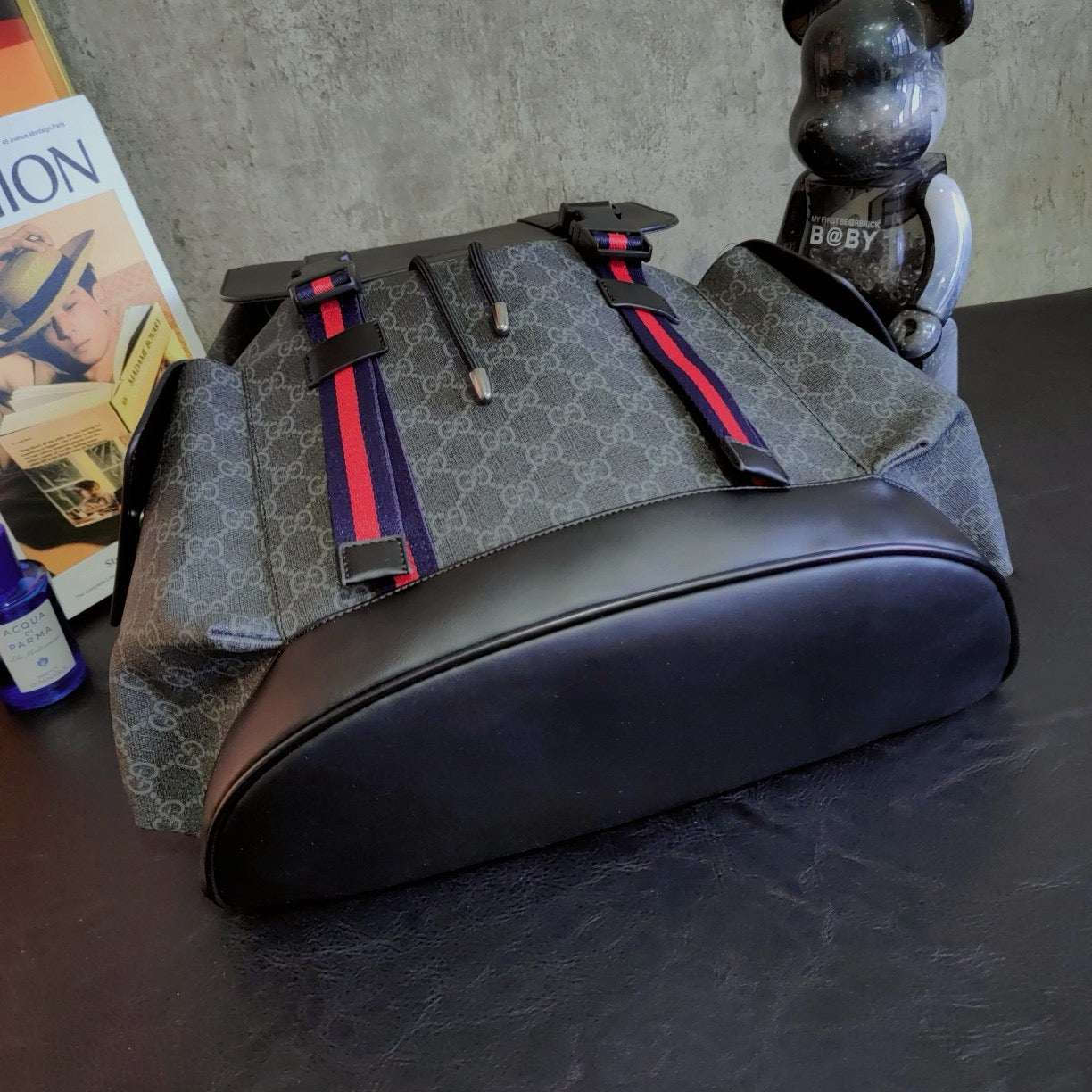 GUCCI GG BLACK BACKPACK