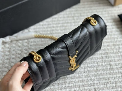 Saint Laurent ENVELOPE SMALL IN QUILTED GRAIN DE POUDRE EMBOSSED LEATHER