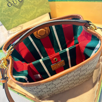 GUCCI GG Emblem mini bucket bag