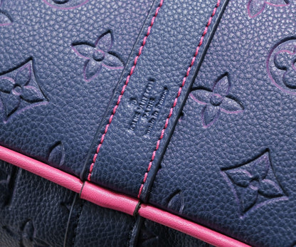 Louis Vuitton Taurillon Illusion Keepall Bandouliere 50 Bleu Rose