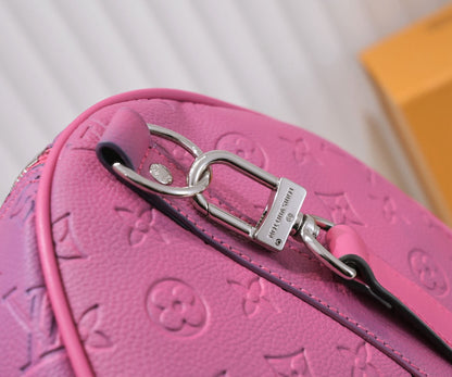 Louis Vuitton Taurillon Illusion Keepall Bandouliere 50 Bleu Rose