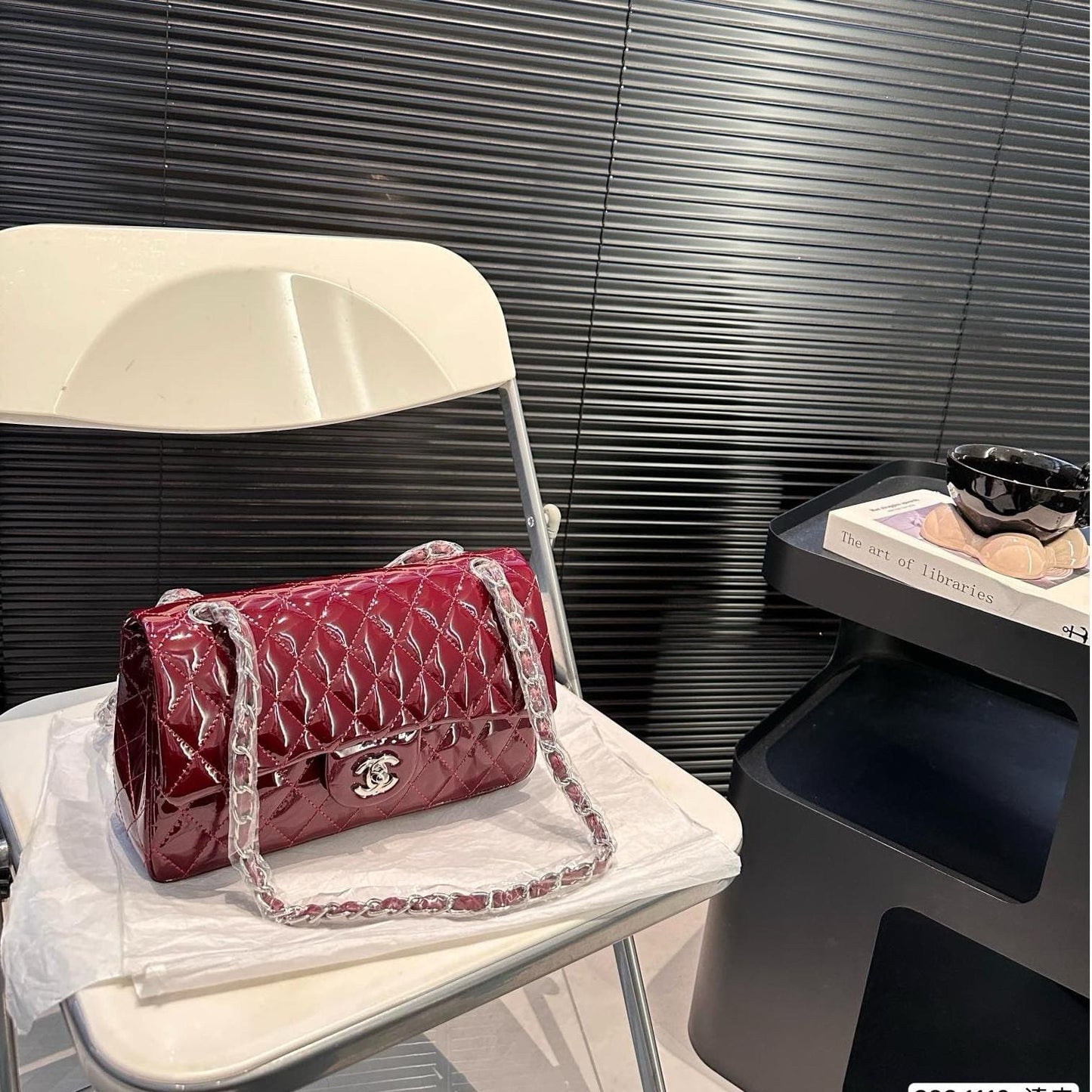 Chanel Classique patent leather red handbag