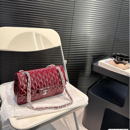 Chanel Classique patent leather red handbag