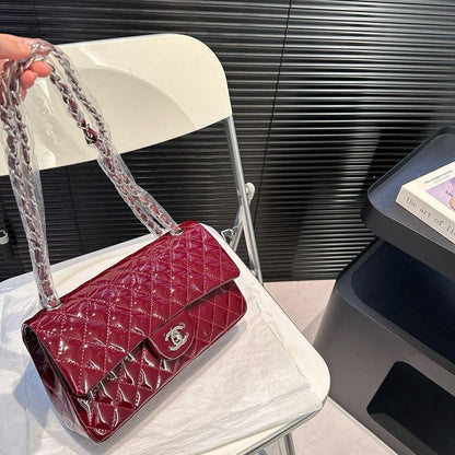 Chanel Classique patent leather red handbag