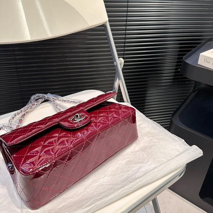 Chanel Classique patent leather red handbag