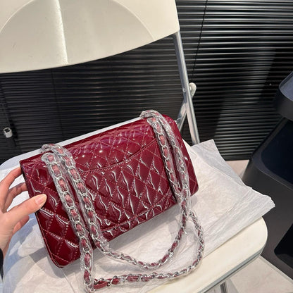 Chanel Classique patent leather red handbag