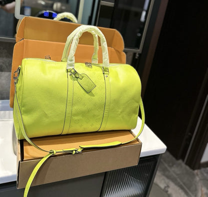 Louis Vuitton Yellow Taigarama Keepall Bandouliere 45