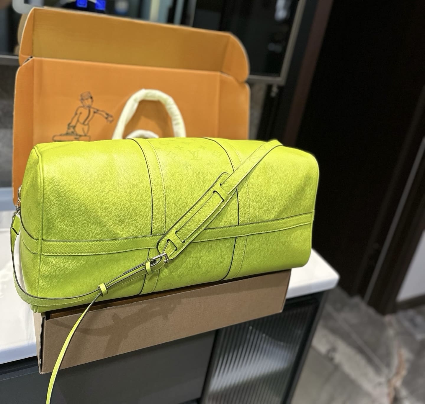 Louis Vuitton Yellow Taigarama Keepall Bandouliere 45