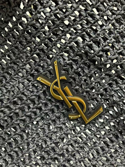 Saint Laurent Xalis YSL Shoulder Bag in Raffia Macrame