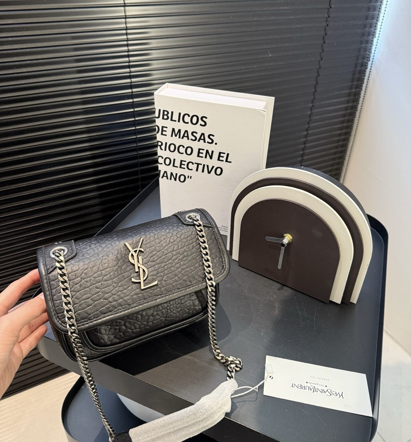 Saint Laurent niki mini in grained lambskin