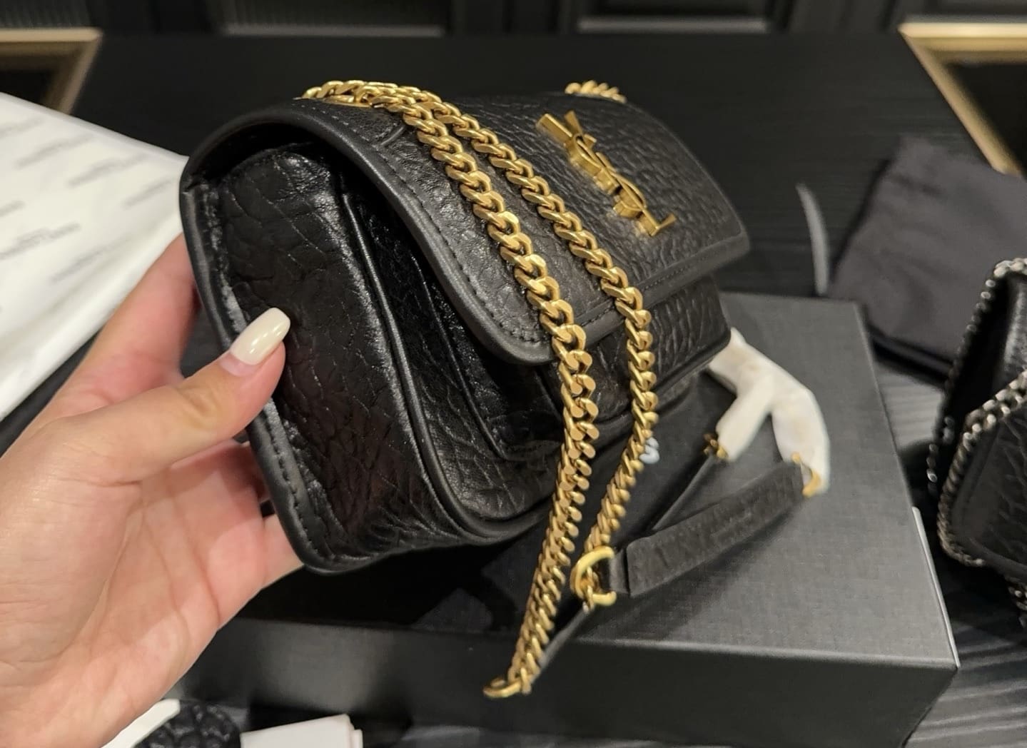 Saint Laurent niki mini in grained lambskin