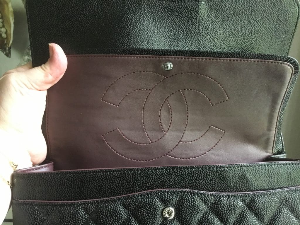 CHANEL LARGE CLASSIC HANDBAG Grained Calfskin & Silver Metal