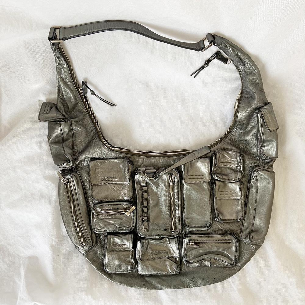 Jil Sander Silver Pocket Detail Oversized Bag
