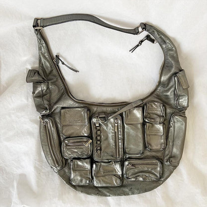 Jil Sander Silver Pocket Detail Oversized Bag