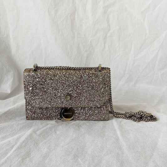 Jimmy Choo Finley  Mix Star Coarse Glitter Mini Cross Body Bag