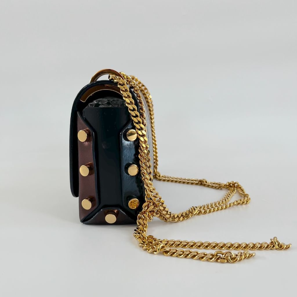 Jimmy Choo Lockett Brown and Gold Bag