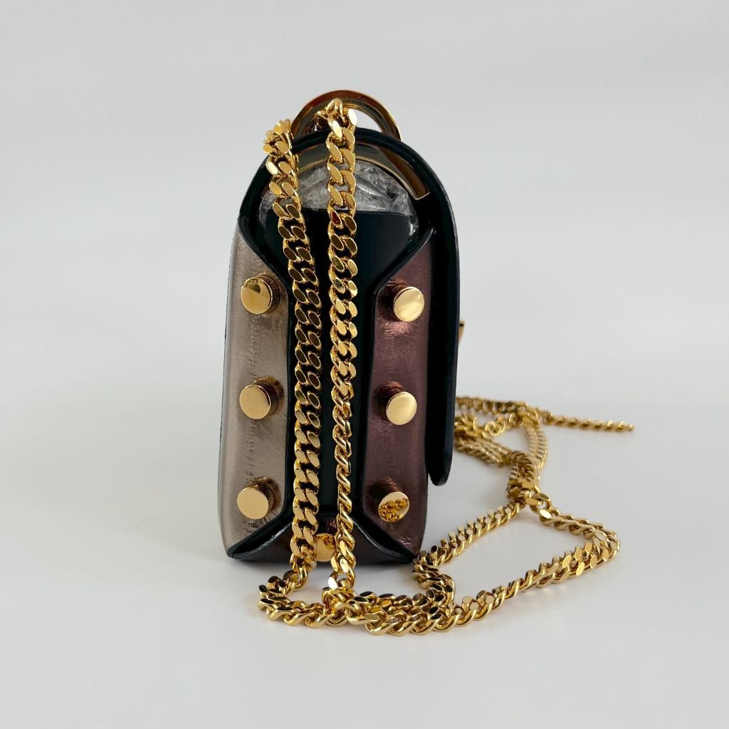 Jimmy Choo Lockett Brown and Gold Bag