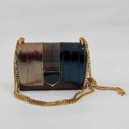 Jimmy Choo Lockett Brown and Gold Bag