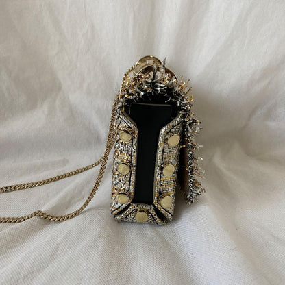 Jimmy Choo Lockett Petite Frayed Metallic Tweed Shoulder Bag