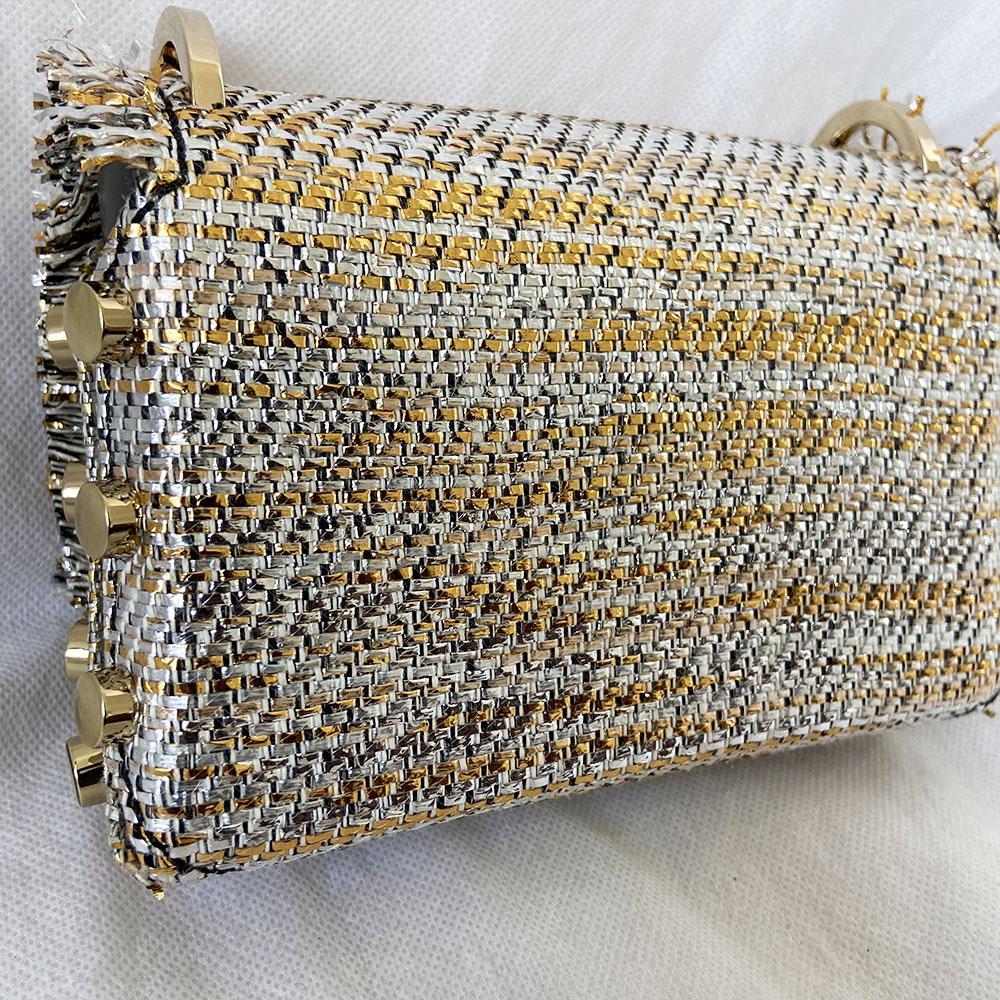 Jimmy Choo Lockett Petite Frayed Metallic Tweed Shoulder Bag