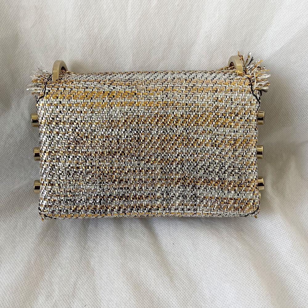 Jimmy Choo Lockett Petite Frayed Metallic Tweed Shoulder Bag