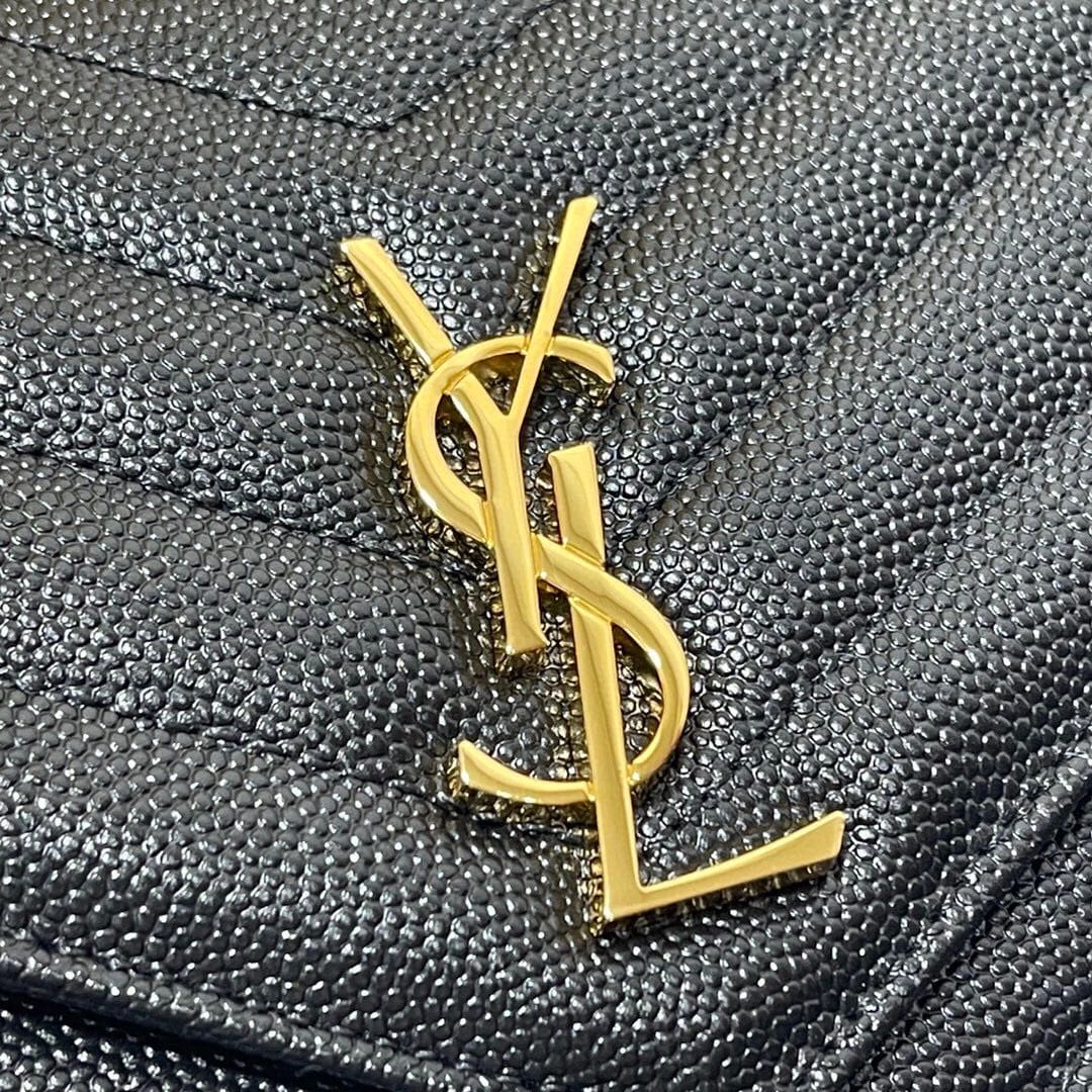 Saint Laurent CLASSIC CASSANDRE CHAIN WALLET IN GRAIN DE POUDRE LEATHER