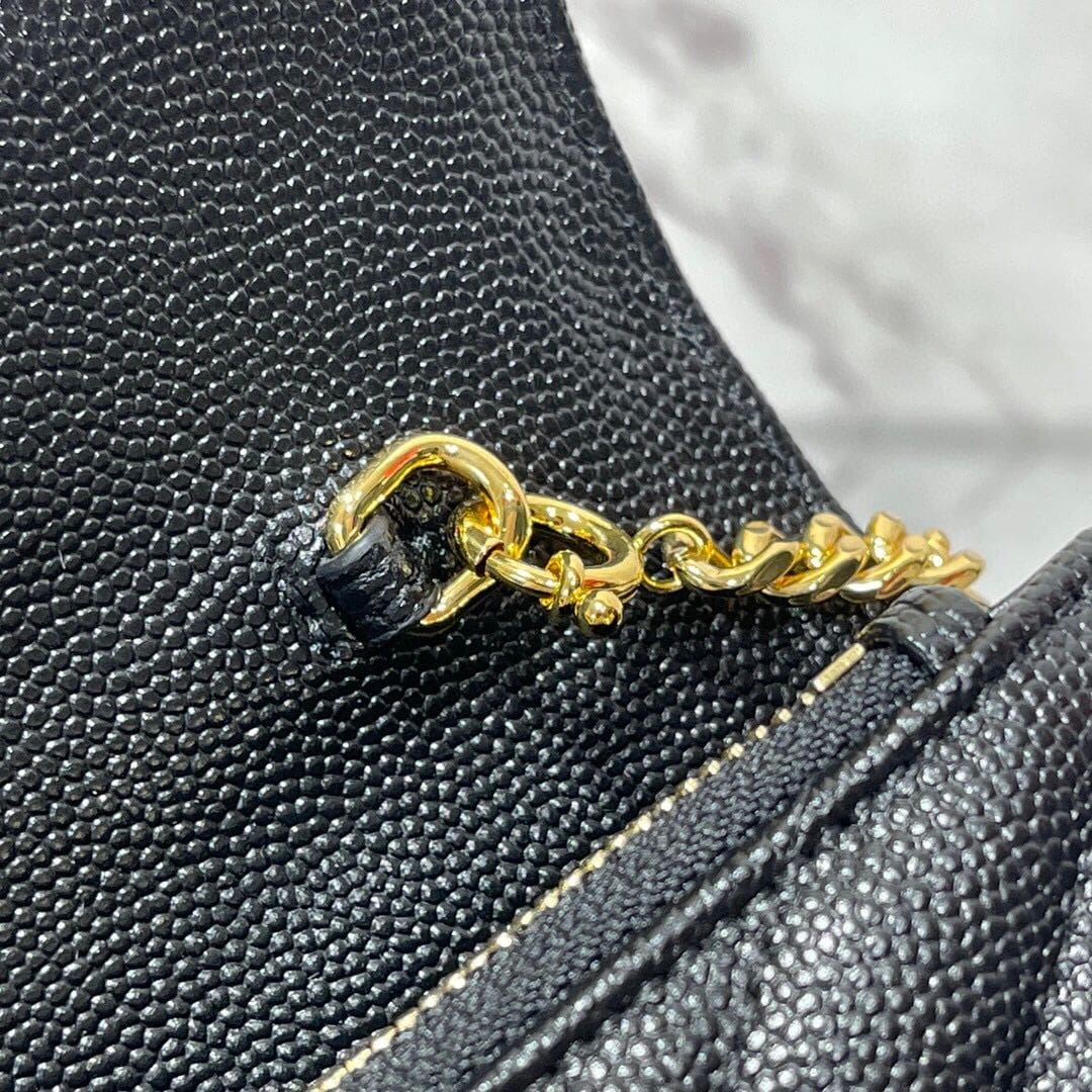 Saint Laurent CLASSIC CASSANDRE CHAIN WALLET IN GRAIN DE POUDRE LEATHER