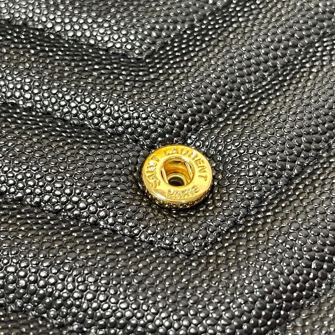 Saint Laurent CLASSIC CASSANDRE CHAIN WALLET IN GRAIN DE POUDRE LEATHER