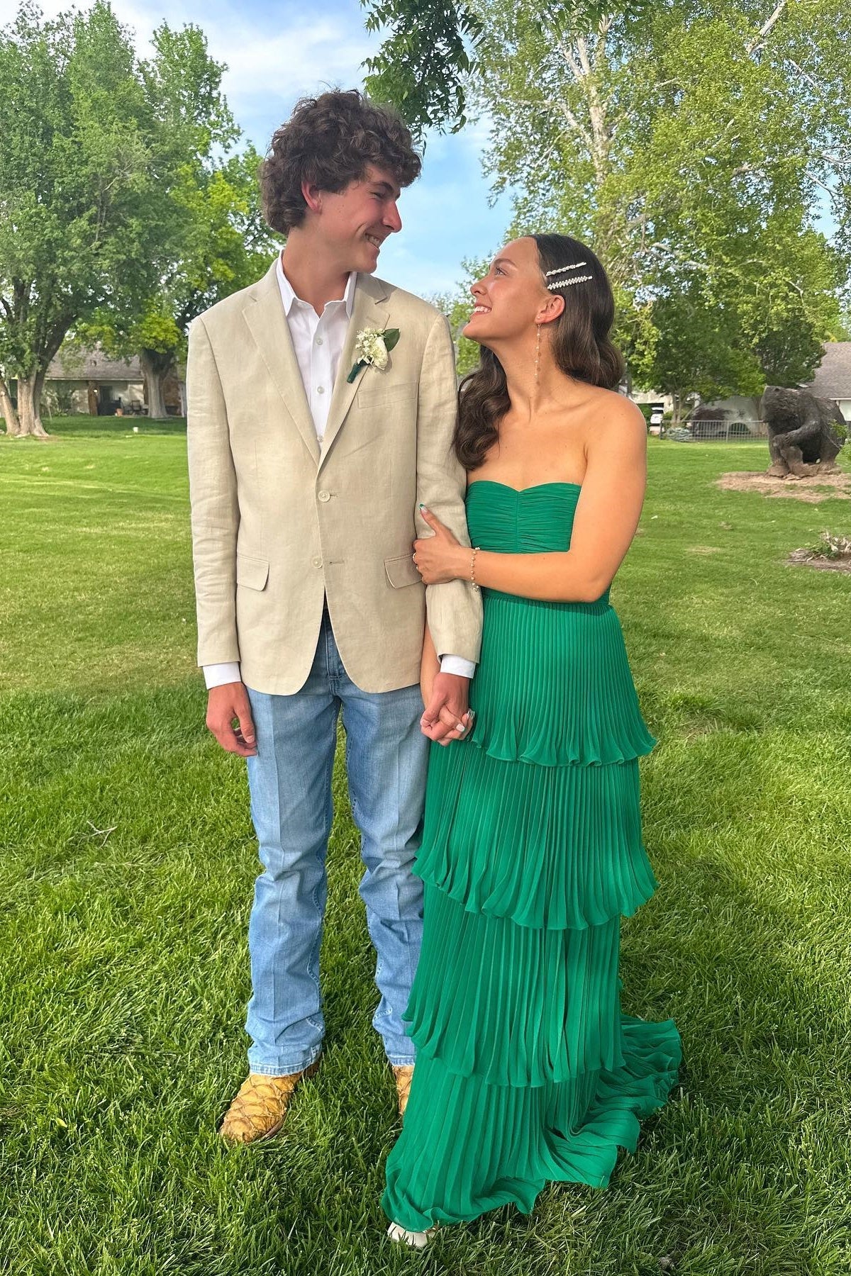 Strapless Pink Pleated Tiered A-line Long Dress Formal Gown