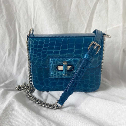 Kwanpen Crocodile Blue Box Bag
