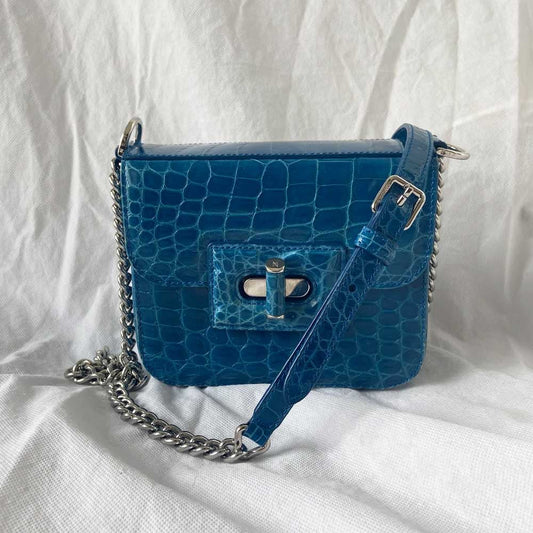 Kwanpen Crocodile Blue Box Bag