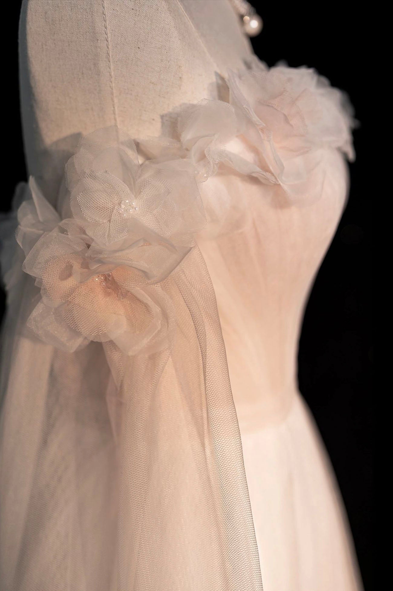 Pink Gradient Tulle Long A-Line Prom Dress, Long Sleeve Evening Party Dress