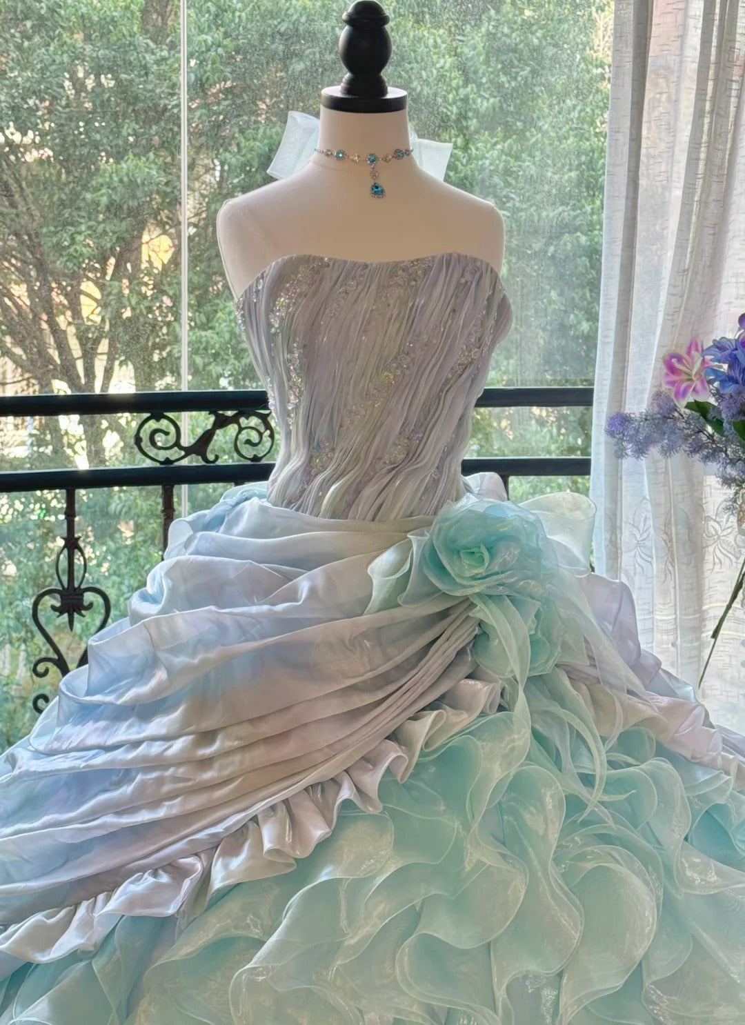preppydressess-Blue Gorgeous Elegant Shiny Long Tulle Quinceanera Dresses Prom Dress Graduation Dress gh5002