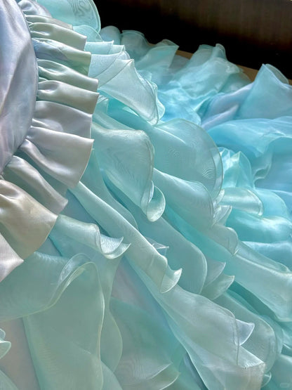 Blue Gorgeous Elegant Shiny Long Tulle Quinceanera Dresses Prom Dress Graduation Dress gh5002