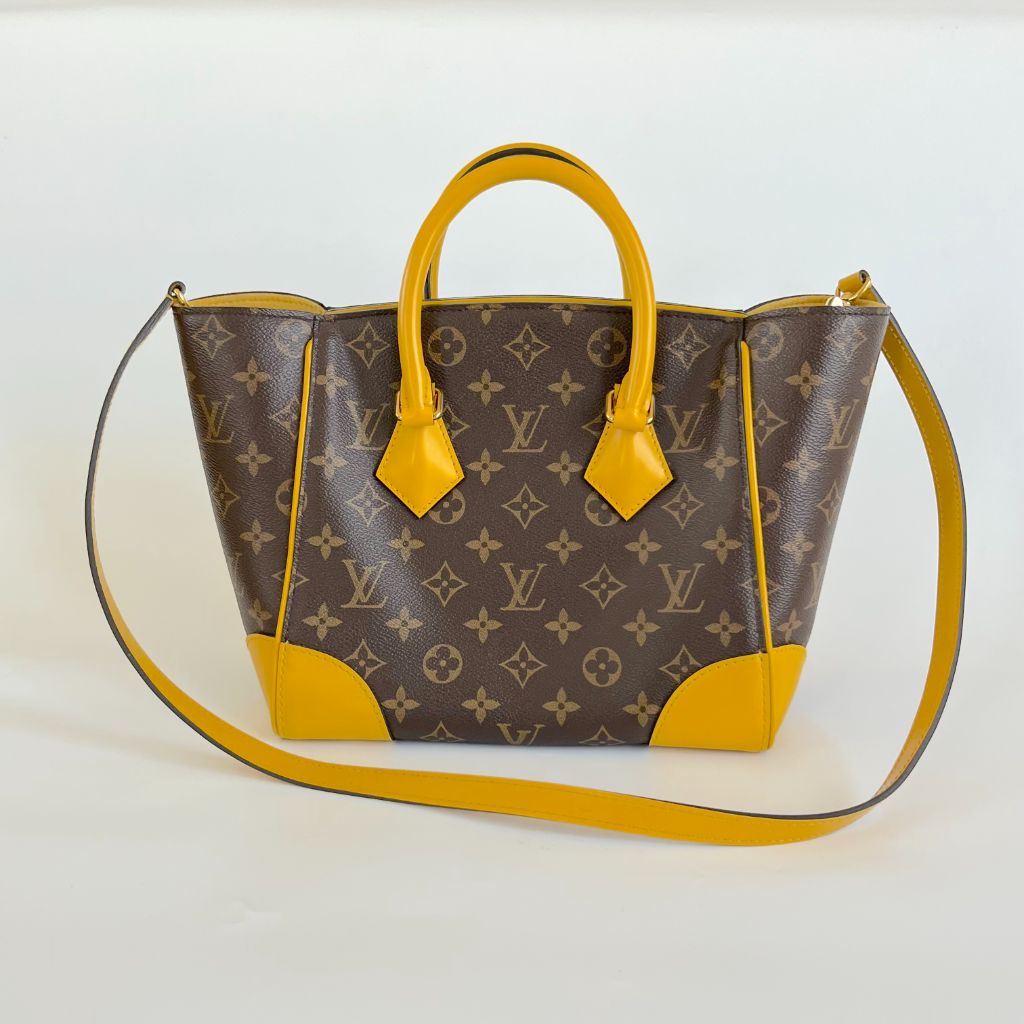 Louis Vuitton Monogram Shopper Tote Bag with Yellow Leather Trim