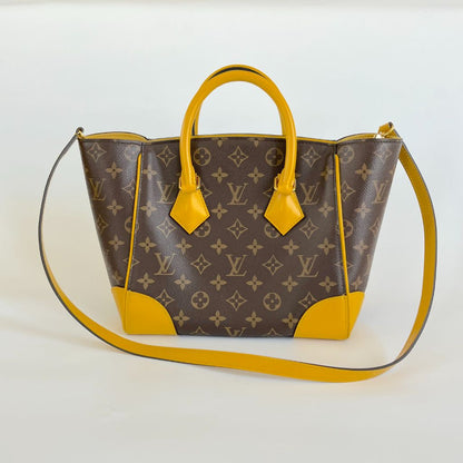 Louis Vuitton Monogram Shopper Tote Bag with Yellow Leather Trim