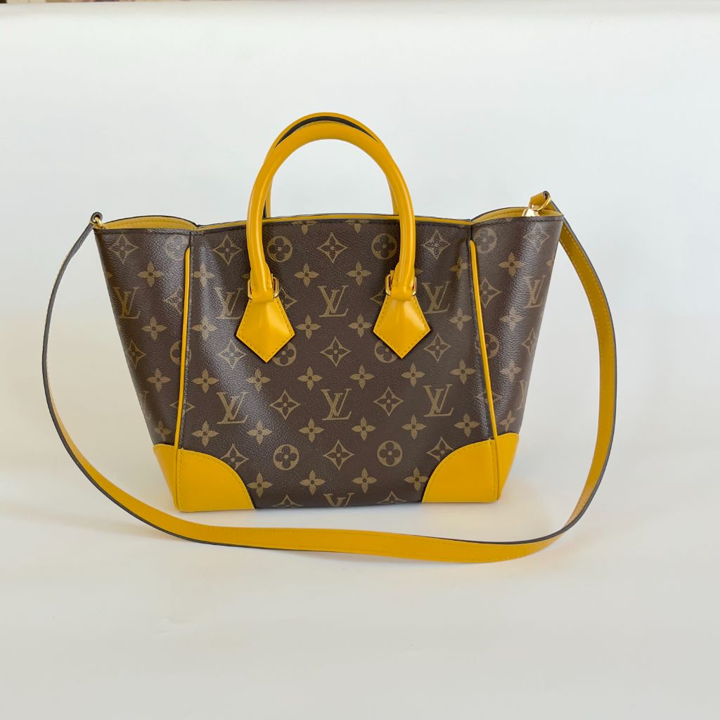 Louis Vuitton Monogram Shopper Tote Bag with Yellow Leather Trim